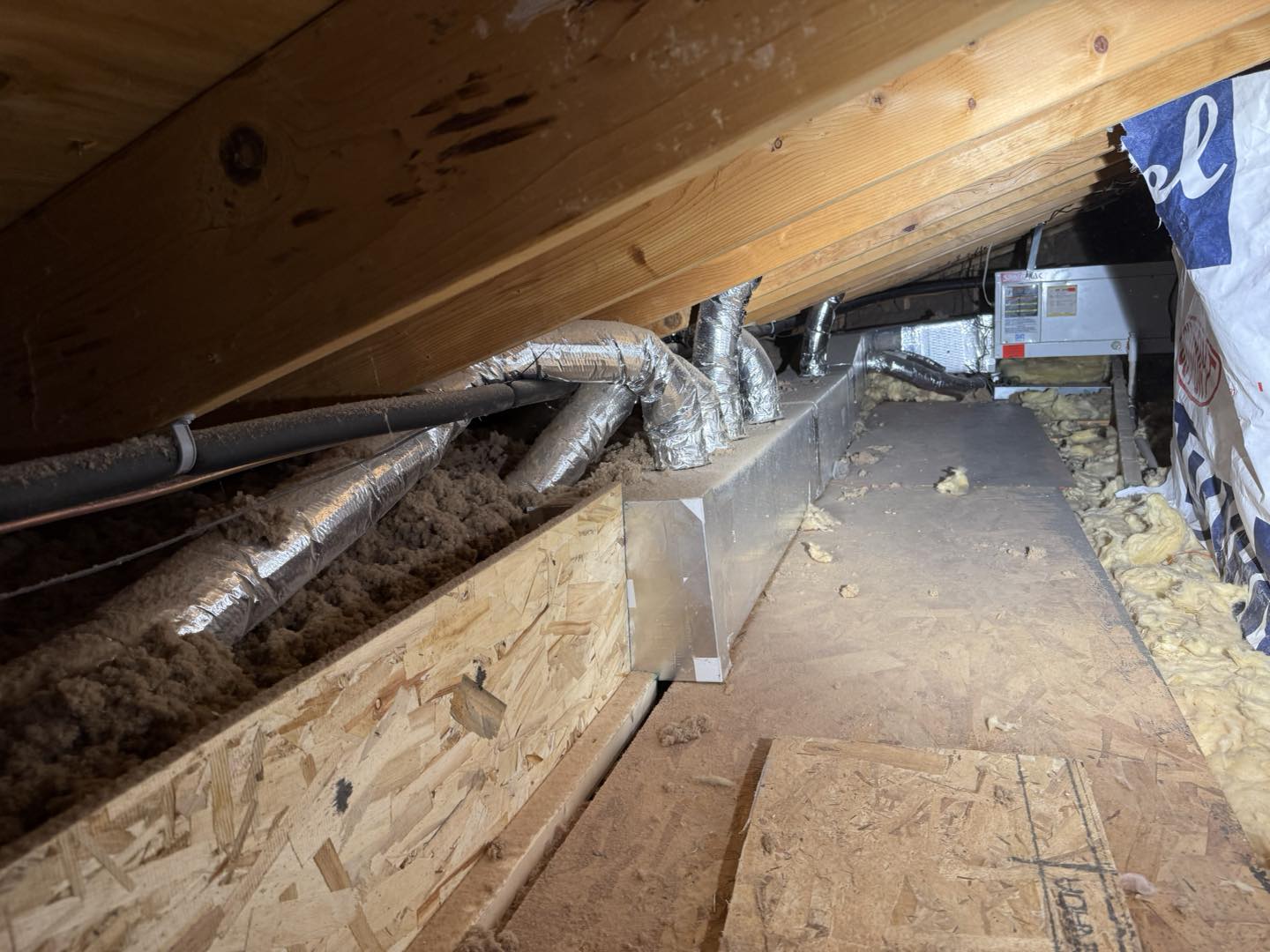 attic walkway to AC system